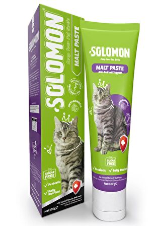 Solomon Malt Paste 100 Gr Kedi Tüy Yumağı Önlemeyi Destekleyen Malt Macunu