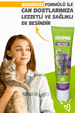 Solomon Malt Paste 100 Gr Kedi Tüy Yumağı Önlemeyi Destekleyen Malt Macunu