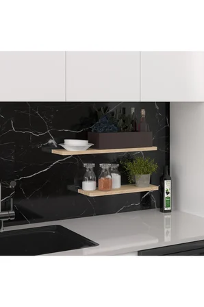 Modern 2'li Çok Amaçlı Duvar Rafı Organizer %100 MDF Kitaplık Mutfak Banyo Rafı DRF01