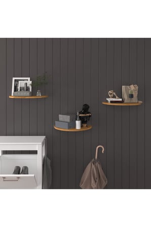 Modern 3'lü Çok Amaçlı Duvar Rafı Organizer %100 MDF Kitaplık Mutfak Banyo Rafı DRF04