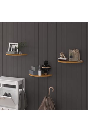 Modern 3'lü Çok Amaçlı Duvar Rafı Organizer %100 MDF Kitaplık Mutfak Banyo Rafı DRF04