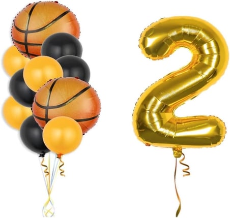 Gold Rakam Basketbol Topu Folyo Ve Lateks Balon Seti