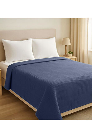 Vela Indigo %100 Pamuk Yüksek Kalite Tek Kişilik Pike