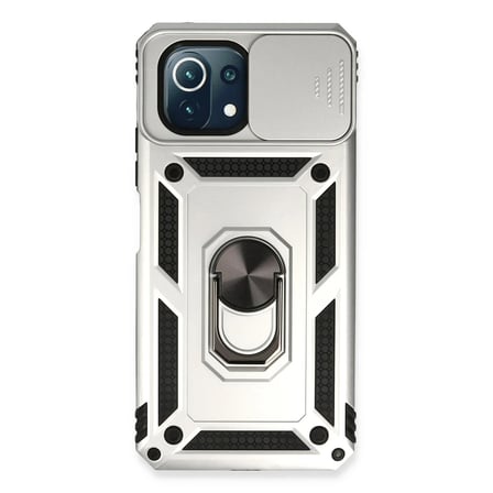 Xiaomi Mİ 11 Lite Kılıf Pars Lens Yüzüklü Silikon - Gümüş