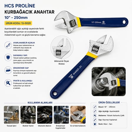 250 mm (10'') Ayarlı Kurbağacık Anahtar