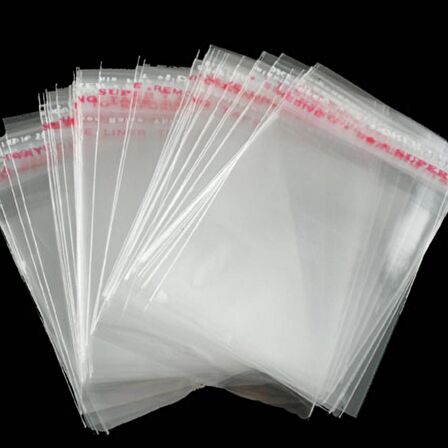 30x40+5 cm (30*45) 50 Adet-Şeffaf Bantlı Yapışkanlı Jelatin Poşet