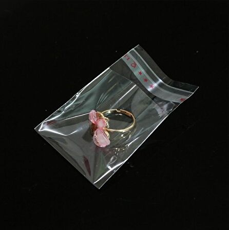 7x7+5 cm. (7*12) 100 Adet - Şeffaf Bantlı Yapışkanlı OPP Jelatin Poşet