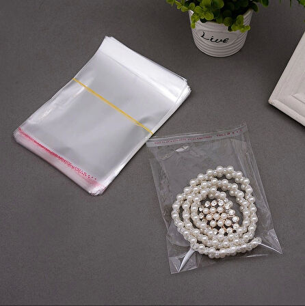 9x10+5 cm.(9x15) 50 Adet Şeffaf Bantlı Yapışkanlı OPP Poşet