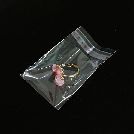 3x20+5 cm.(3x25) 100 Adet Şeffaf Bantlı Yapışkanlı OPP Poşet