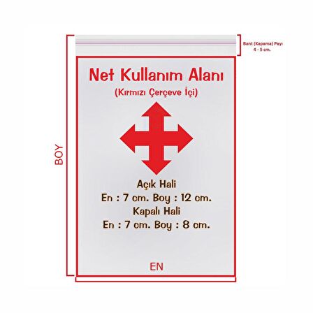 7x8+4 cm. (7*12) 1.000 Adet Şeffaf Bantlı Yapışkanlı Jelatin Poşet