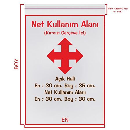 30x30+5 cm. (30*35) 1.000 Adet Şeffaf Bantlı Yapışkanlı Jelatin Poşet