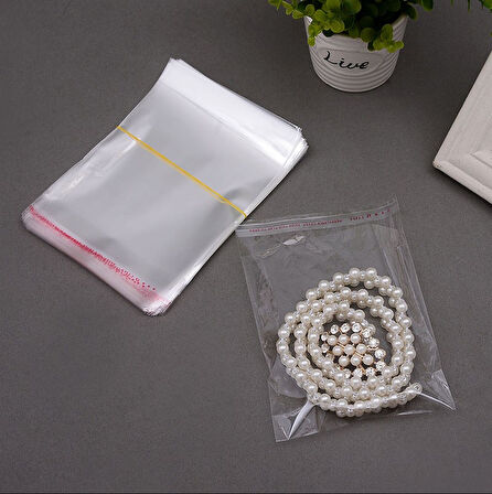 6x10+5 cm.(6x15) 50 Adet Şeffaf Bantlı Yapışkanlı OPP Poşet