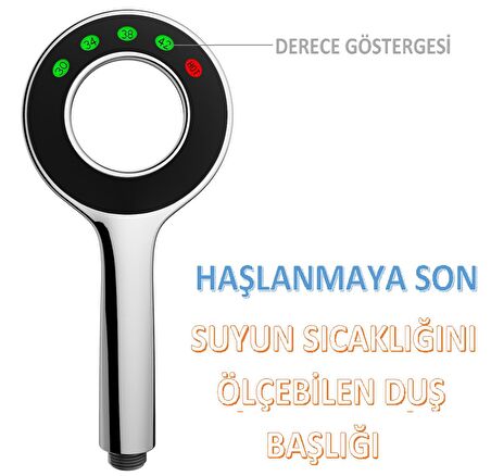 T-MAY Kalemli Yuvarlak El Duş Seti Başlığı Tasarruflu 