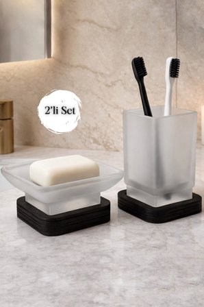 Cam 2’li Banyo Seti Diş Fırçalık Sabunluk