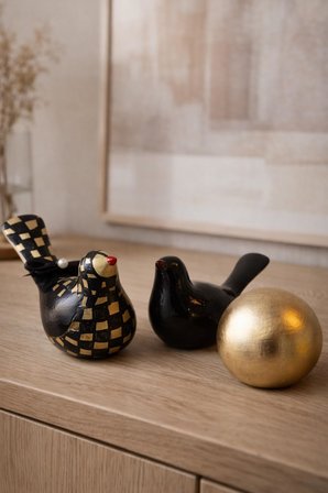 Dekoratif Kuş Biblo Seti 3’lü Modern Siyah Gold