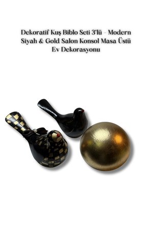 Dekoratif Kuş Biblo Seti 3’lü Modern Siyah Gold