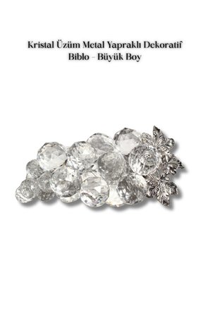 Kristal Üzüm Metal Yapraklı Dekoratif Biblo Büyük Boy