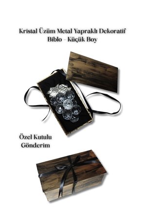 Kristal Üzüm Metal Yapraklı Dekoratif Biblo Küçük Boy
