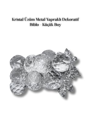 Kristal Üzüm Metal Yapraklı Dekoratif Biblo Küçük Boy