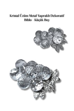 Kristal Üzüm Metal Yapraklı Dekoratif Biblo Küçük Boy