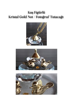 Kuş Figürlü Kristal Gold Not Fotoğraf Tutacağı