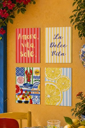 La Dolce Vita Tablo Seti 4lü Set Sicilya Temalı 15x20 cm MDF