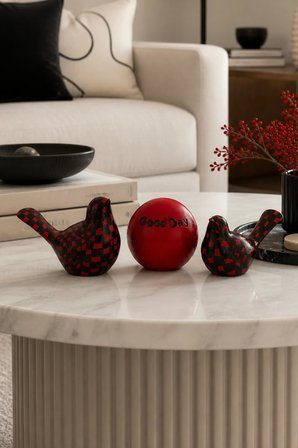 Good Day Dekoratif Kuş Biblo Seti 3’lü Modern Siyah Kırmızı
