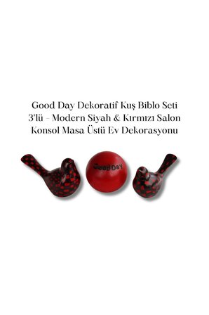 Good Day Dekoratif Kuş Biblo Seti 3’lü Modern Siyah Kırmızı