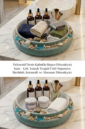Dekoratif Deniz Kabuklu Banyo Düzenleyici Kase Çok Amaçlı Organizer