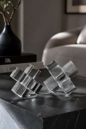 Kristal Küp 2’li Set Şeffaf Modern Dekoratif Obje