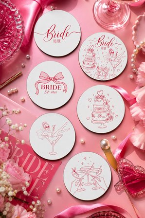 Bride To Be Temalı Bekarlığa Veda Bardak Altlığı 6’lı Set 9 cm MDF