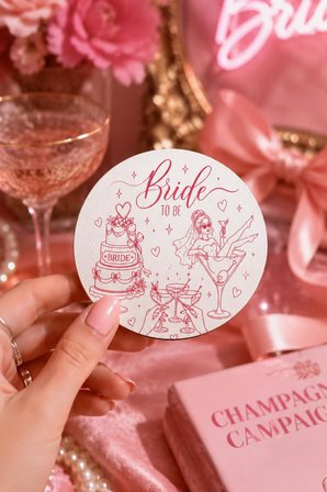 Bride To Be Temalı Bekarlığa Veda Bardak Altlığı 6’lı Set 9 cm MDF