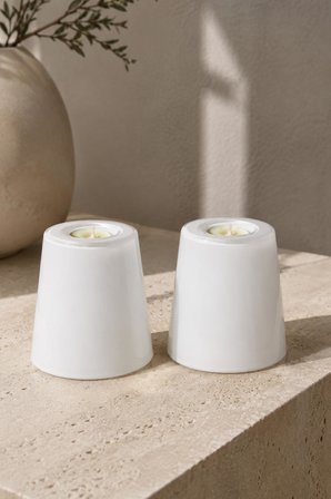 2’li Beyaz Cam Çift Kullanımlı Mumluk Tealight ve Bardak Mum Dekoratif Seti