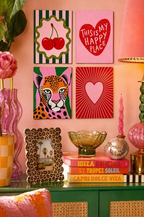 Retro & Pop Art Desenli Tablo Seti 4'lü Set – 15x20 cm, 3 mm MDF, UV Baskı