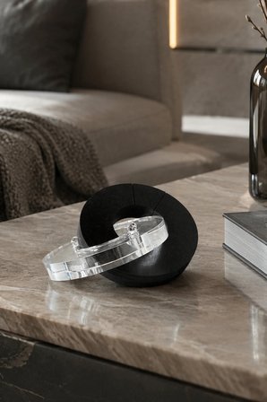 Minimal Modern Cam & Ahşap Geçmeli Halka Dekoratif Biblo
