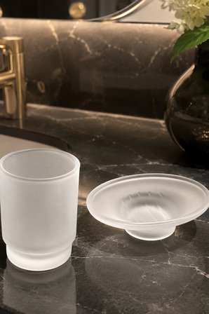 Kumlama Cam 2'li Banyo Seti Diş Fırçalık & Sabunluk