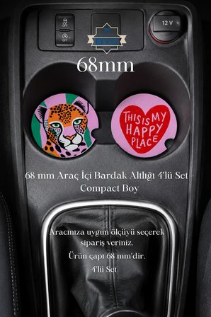 68 mm Araç İçi Bardak Altlığı 4’lü Set – Compact Boy
