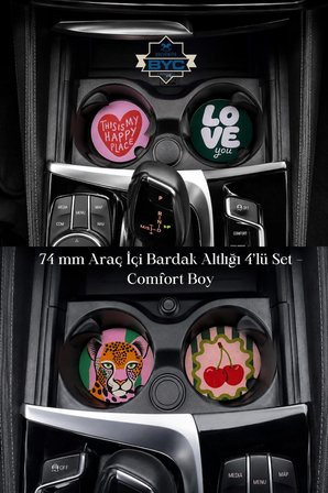 74 mm Araç İçi Bardak Altlığı 4’lü Set – Comfort Boy