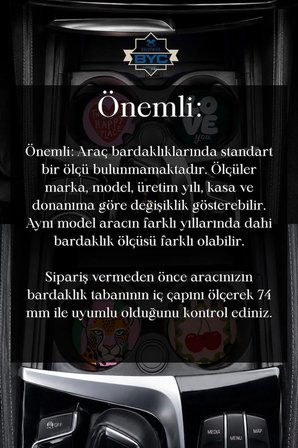74 mm Araç İçi Bardak Altlığı 4’lü Set – Comfort Boy