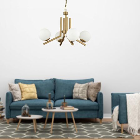 Morgan 4 Lü Eskitme Boyalı Beyaz Camlı Modern Genç Odası Yatak Odası Salon Avize 