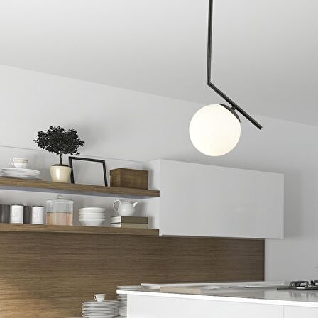 Sara Tekli Siyah Sarkıt Modern Sarkıt Mutfak Salon Sarkıt Avize 