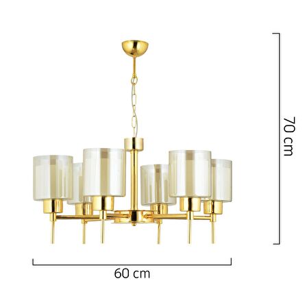 Cemre 6 Lı Gold Modern Yatak Odası Salon Avize 