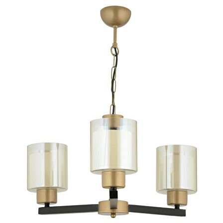 Jade 3 Lü Avize Eskitme Siyah Boyalı Çift Camlı Modern Genç Odası Yatak Odası Retro Salon Avize 