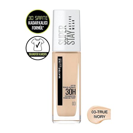 Real Techniques RT-1711 Mucize Makyaj Süngeri ve Maybelline Superstay Active Wear Fondöten 03 True Ivory 2li Set