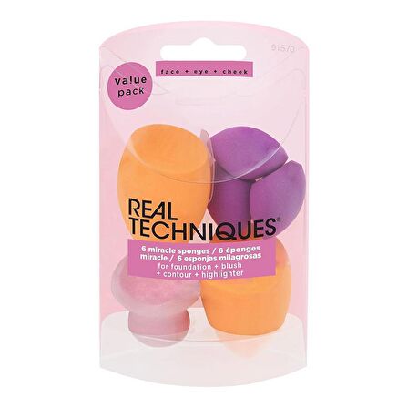 Real Techniques RT-1570 Miracle Ten Makyaj Süngeri 6lı ve Maybelline New York Fit Me Matte+Poreless Fondöten No120 Classic Ivory 2li Set