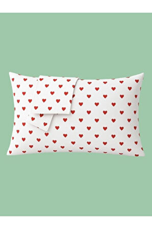 Amour %100 Pamuk Yastık Kılıfı – Kalp Desenli 2’li Set