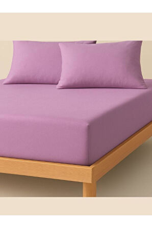 Tek/Çift Kişilik %100 Pamuk Ranforce Lastikli Çarşaf Takımı Lila
