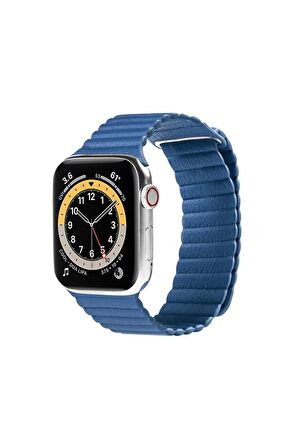 Apple Deri Mavi Saat Kordonu, 38,40,41 Mm