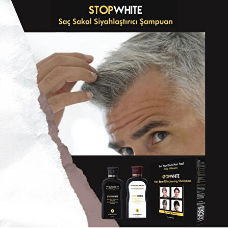 STOP WHITE Saç Sakal Siyahlaştırıcı Şampuan Seti 400 ml x3