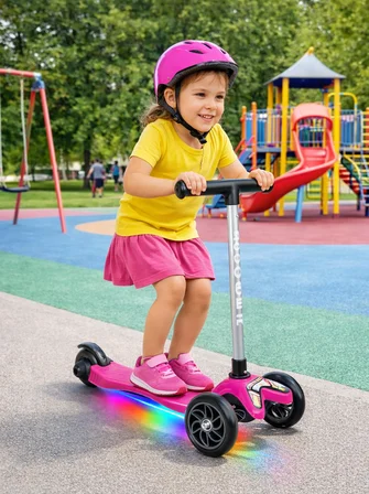 Tois ColorWase Led Işıklı 4 Kademe Ayarlanabilir 3 Tekerlekli Scooter - Pembe